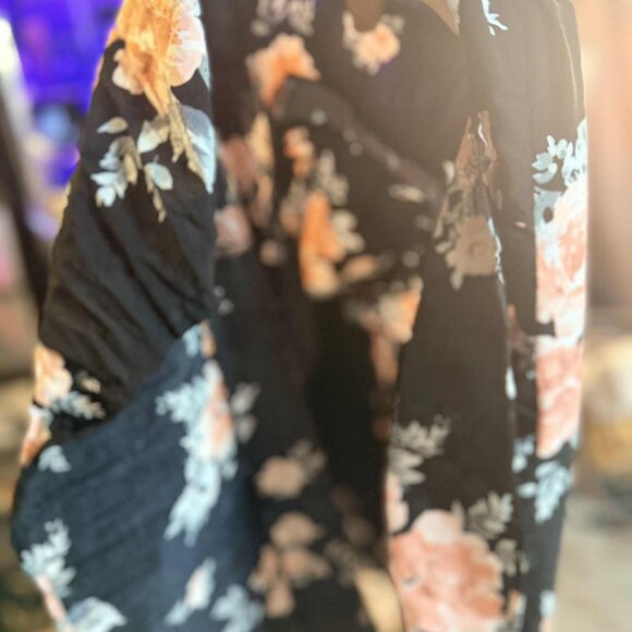 Torrid Size 3 Black Floral Tassel Lace-up Neck Maxi Dress - Picture 10 of 16